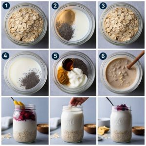 جو دوسر شبانه با پودر پروتئین و دانه چیا