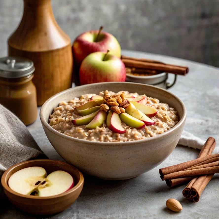 روش تهیه اوتمیل با کره بادام زمینی و سیب و دارچین